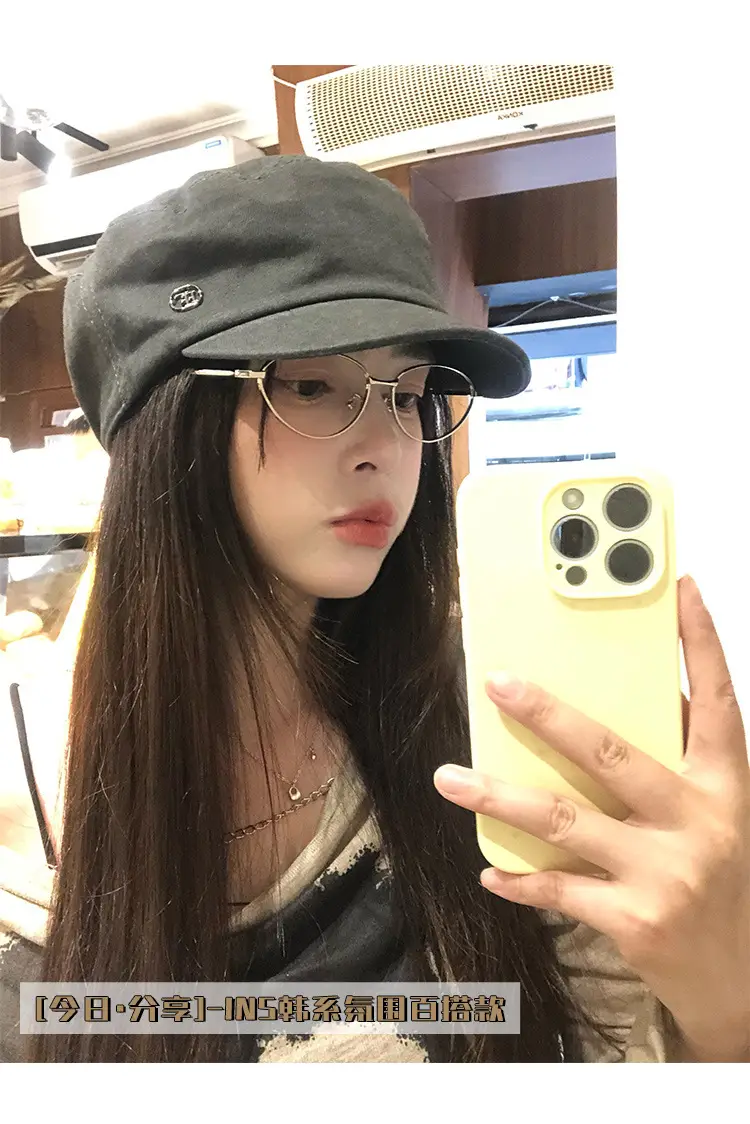 Women Japanese Style Wash Denim Beret Summer Hat — feature 5
