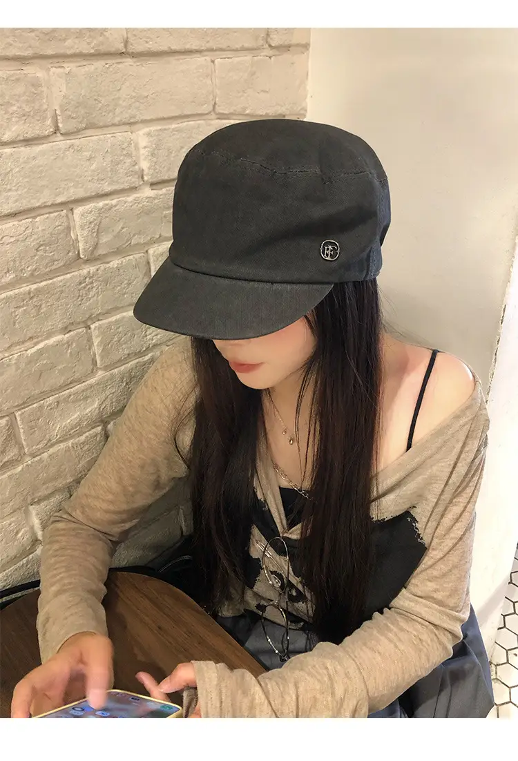 Women Japanese Style Wash Denim Beret Summer Hat — feature 6