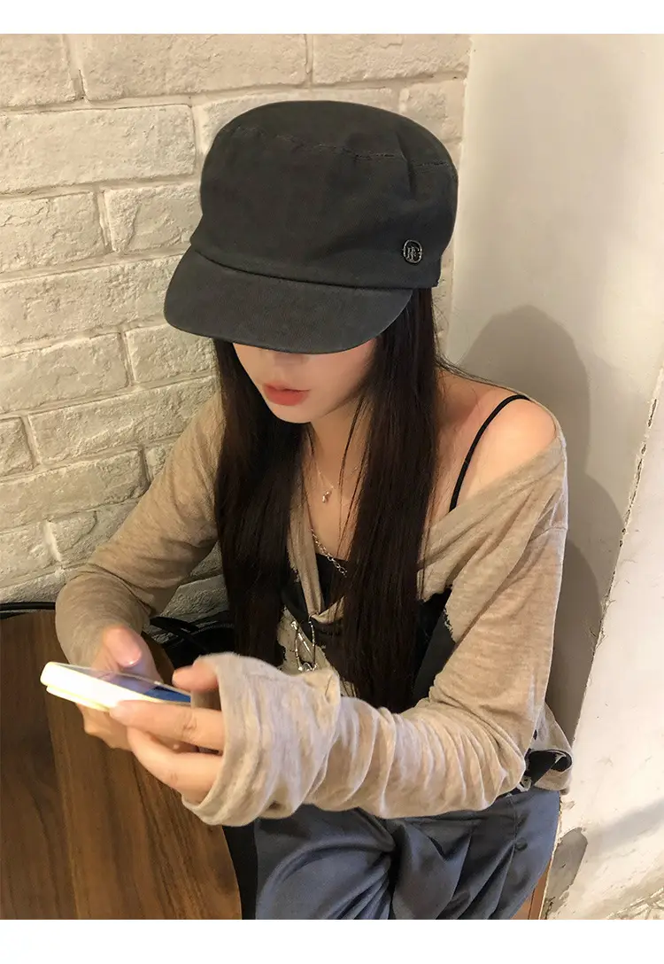 Women Japanese Style Wash Denim Beret Summer Hat — feature 7