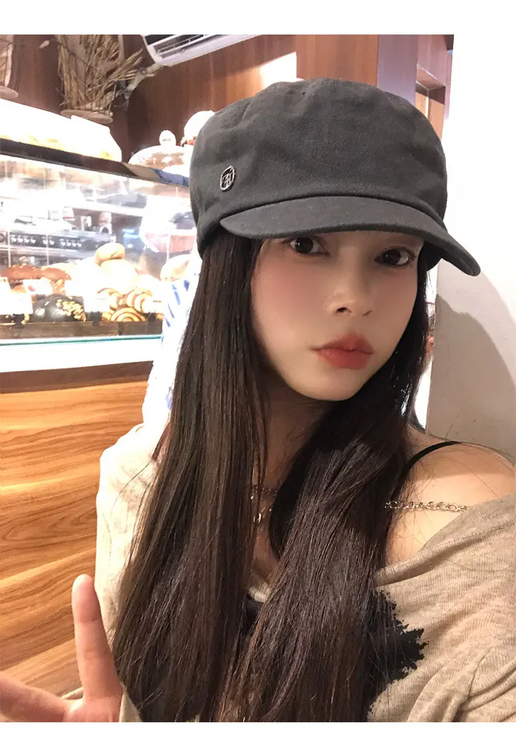 Women Japanese Style Wash Denim Beret Summer Hat — feature 8