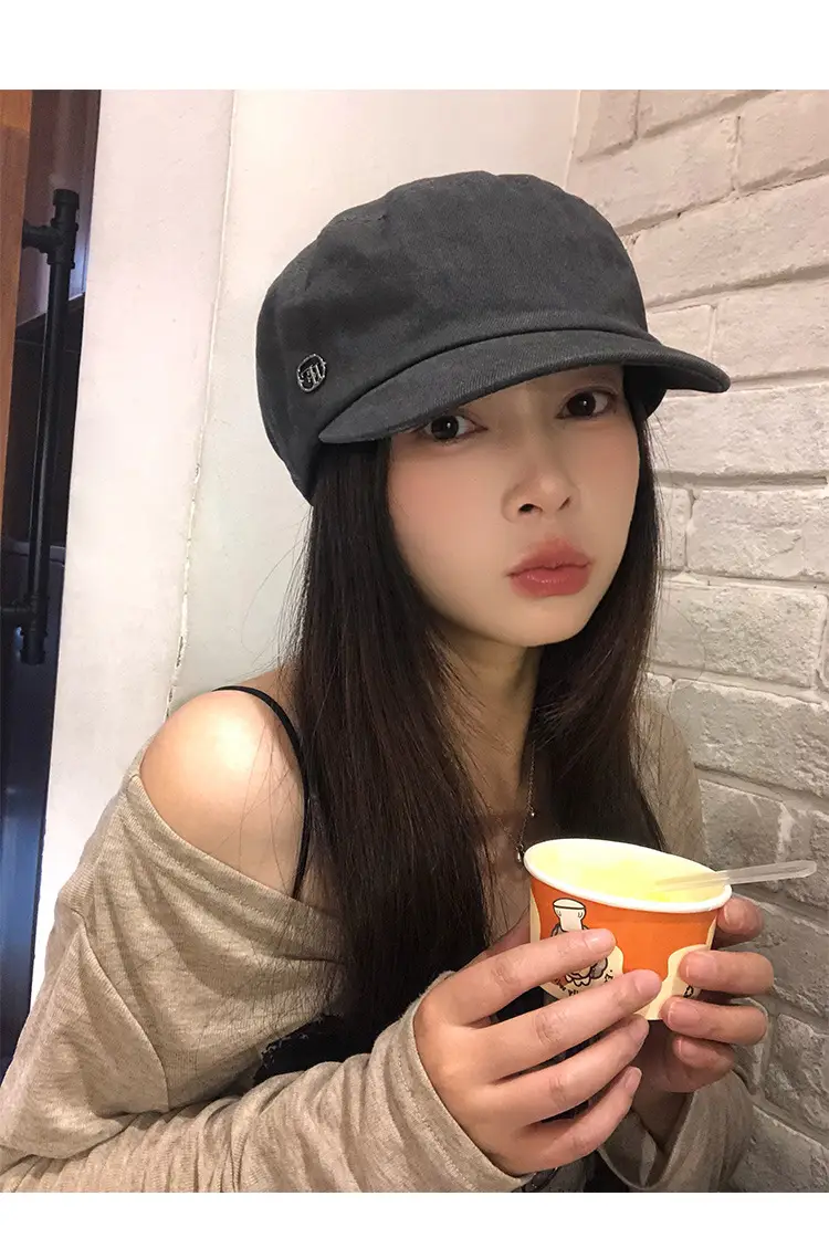 Women Japanese Style Wash Denim Beret Summer Hat — feature 9