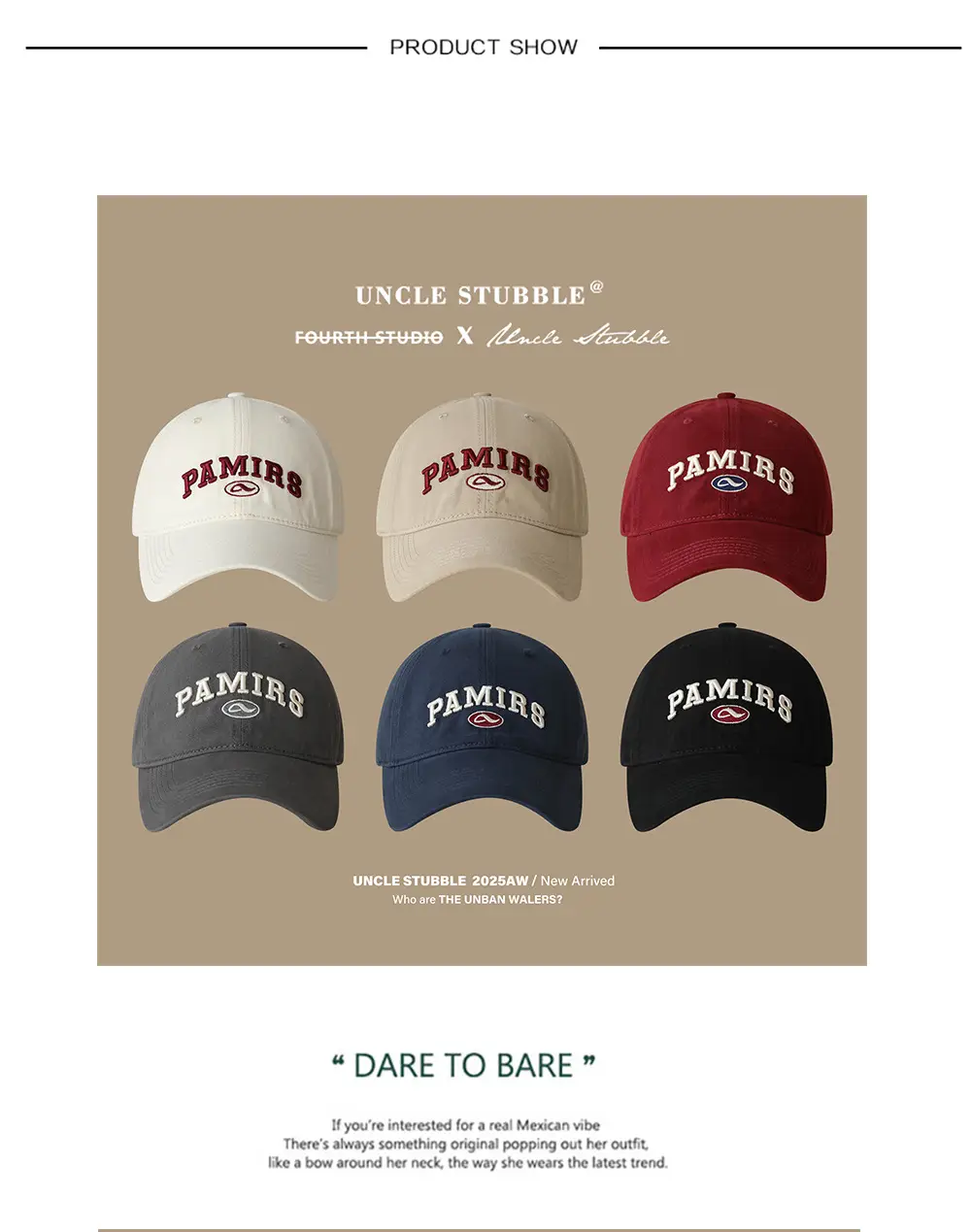 Uncle Stubble Navy Blue Baseball Cap with "Pamire" Embroidery — feature 1