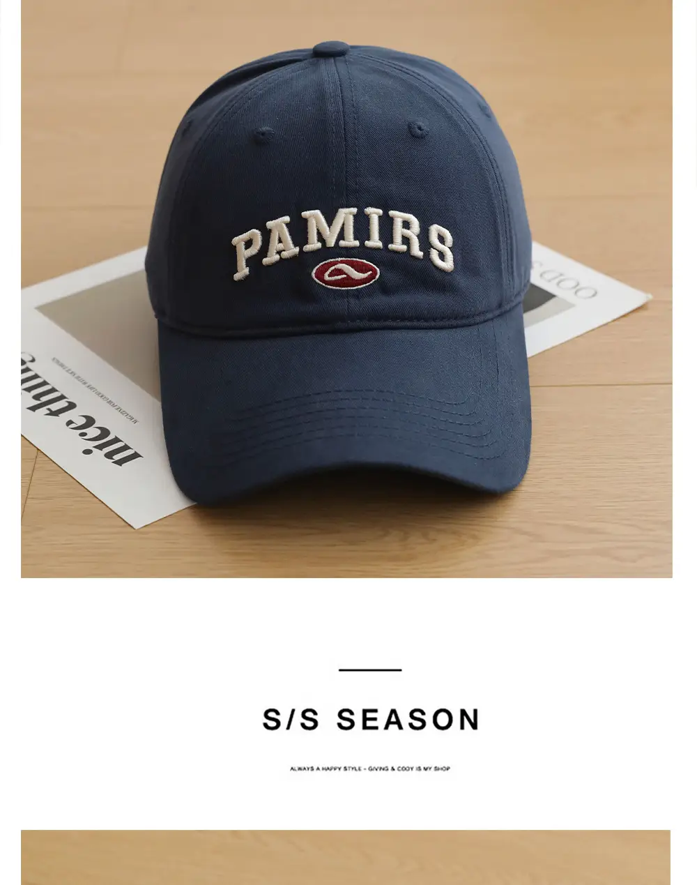 Uncle Stubble Navy Blue Baseball Cap with "Pamire" Embroidery — feature 11