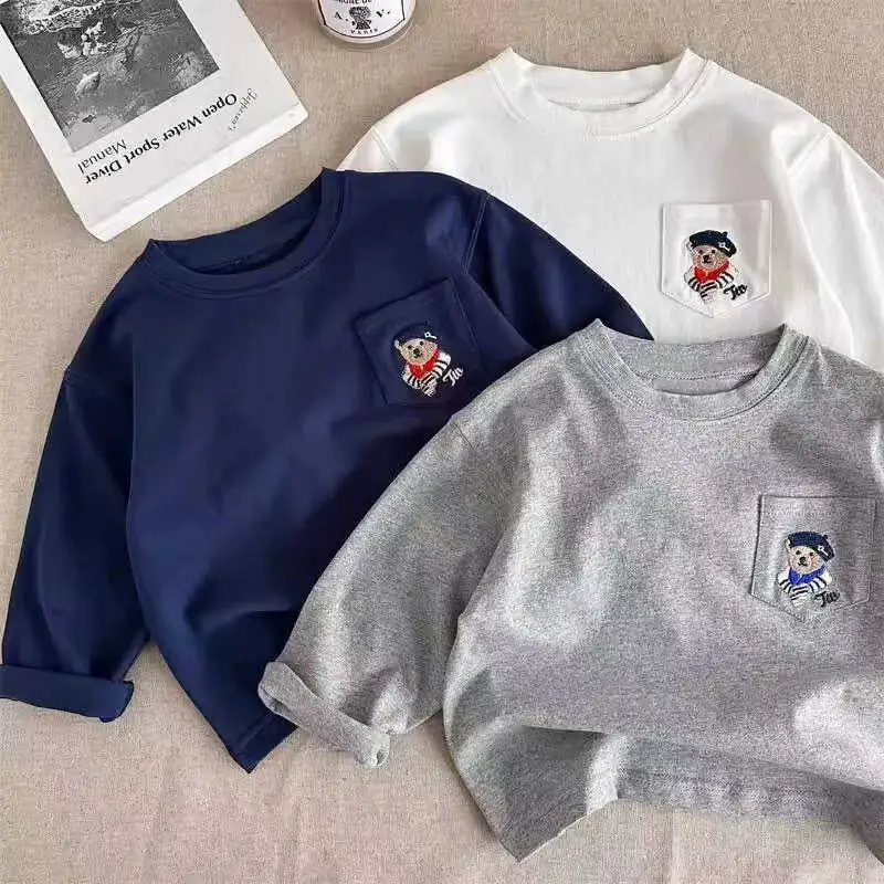 White Baby Long Sleeve T-Shirt for Boys Girls Spring Fall Kids — feature 3