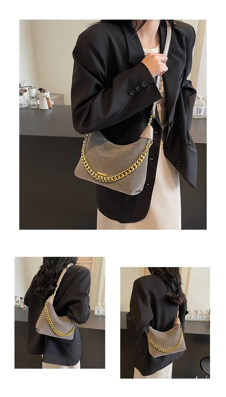 Women's Retro Chain Shoulder Bag Brown Leather — feature 14