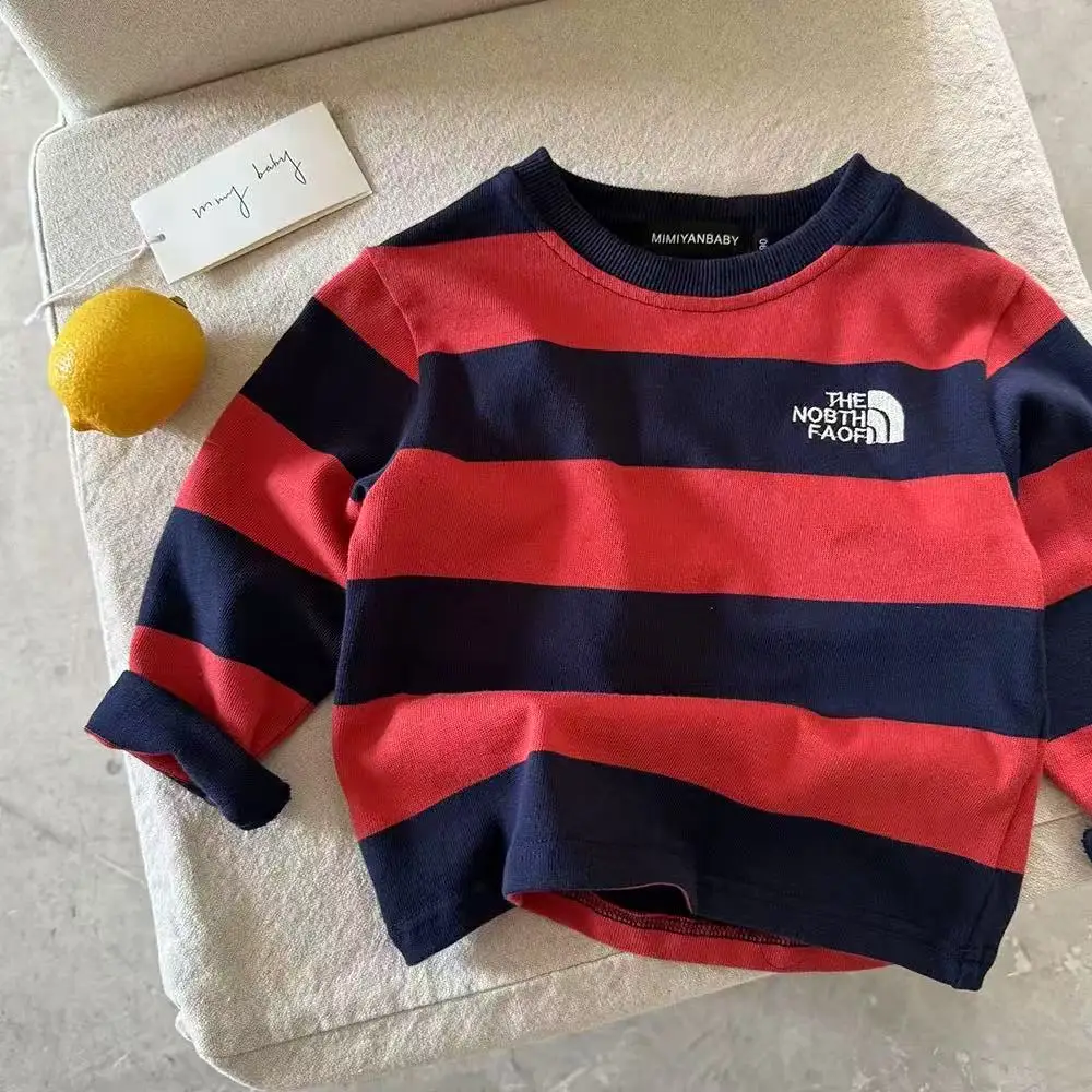 Children Striped T-Shirt Boys Cotton Medium Autumn 2025 - Image 2
