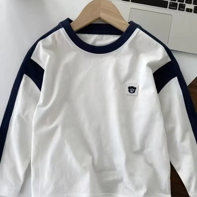 White Navy Sleeve Shirt for Boys Middle Age+ Cotton Long Sleeve - Image 5