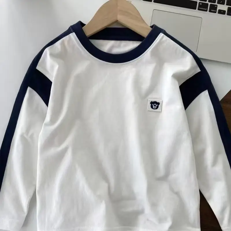 White Navy Sleeve Shirt for Boys Middle Age+ Cotton Long Sleeve — feature 8