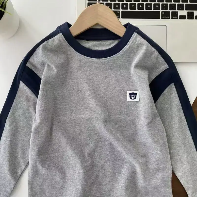 White Navy Sleeve Shirt for Boys Middle Age+ Cotton Long Sleeve - Image 2