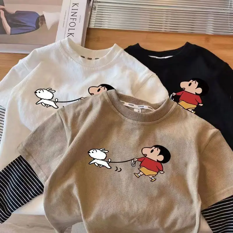 Boys Cotton Minnie Mouse T-Shirt White Striped Sleeves — feature 2
