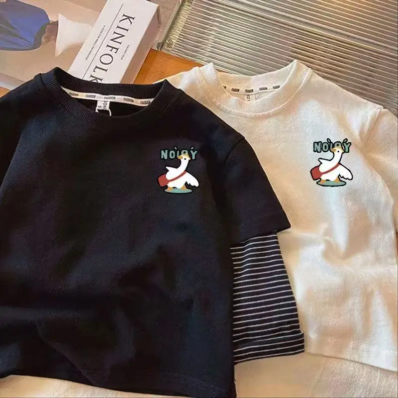 Boys Cartoon Swan T-Shirt Spring Fall New Long Sleeve Round Neck — feature 8