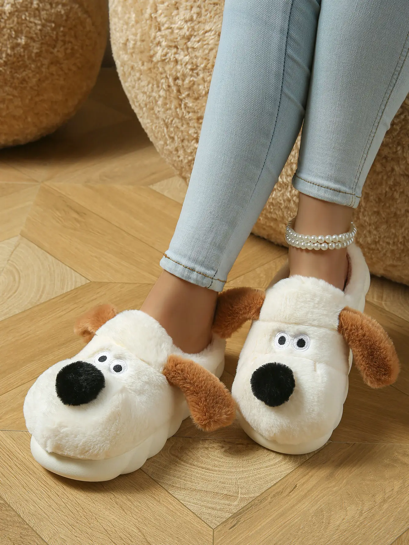 Women Cotton Dog Slippers Warm Winter Indoor Non-Slip — feature 1