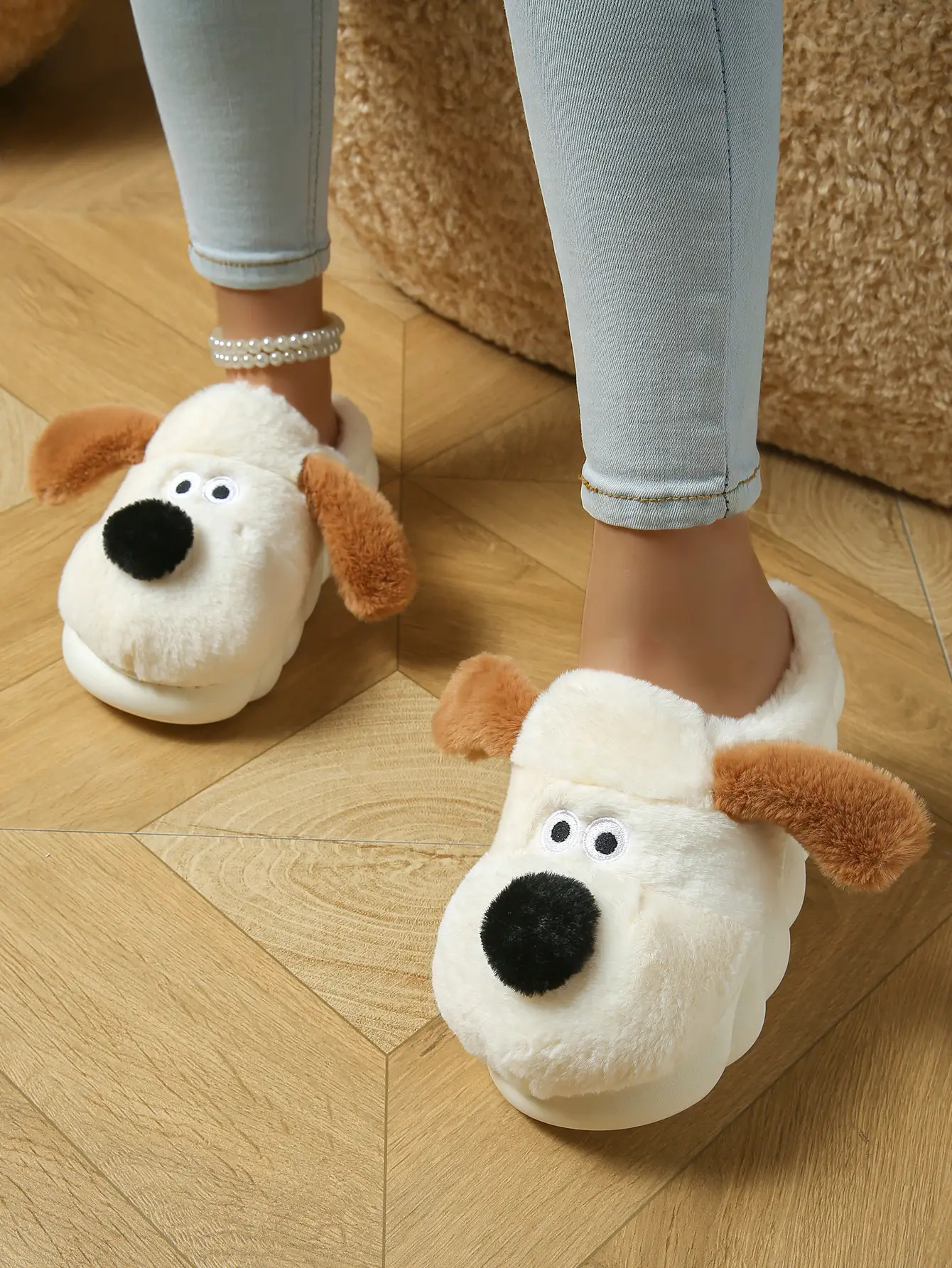 Women Cotton Dog Slippers Warm Winter Indoor Non-Slip — feature 3