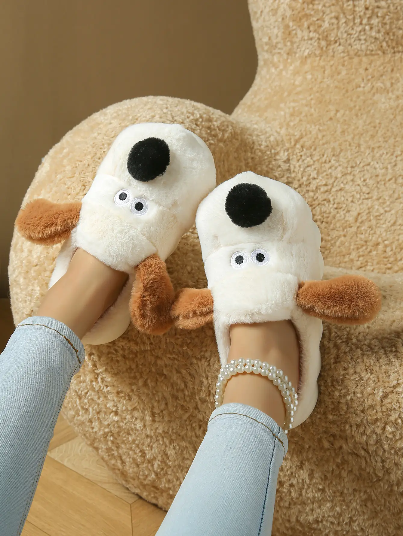 Women Cotton Dog Slippers Warm Winter Indoor Non-Slip — feature 4