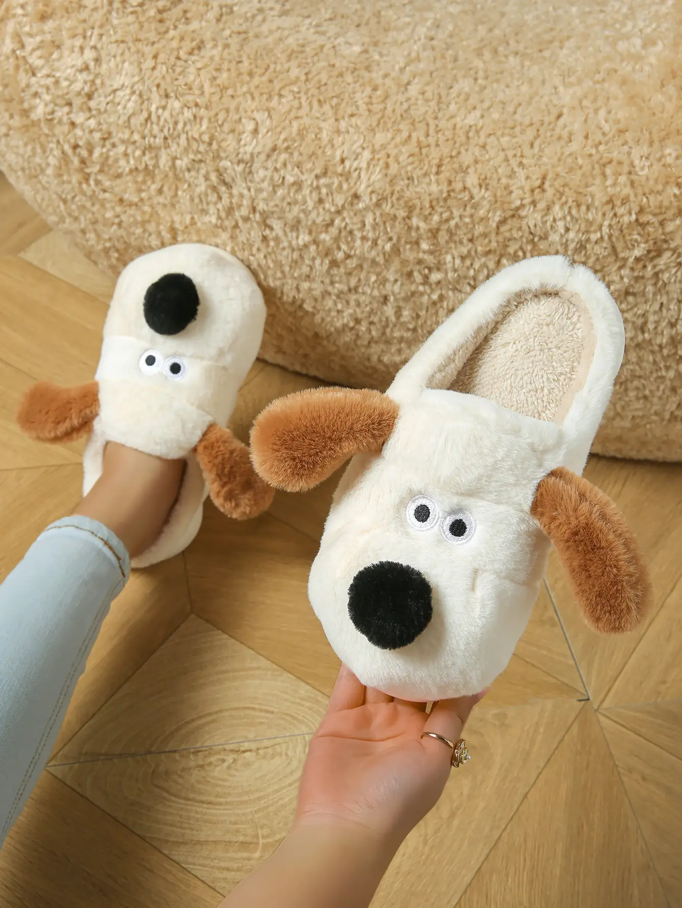 Women Cotton Dog Slippers Warm Winter Indoor Non-Slip — feature 5