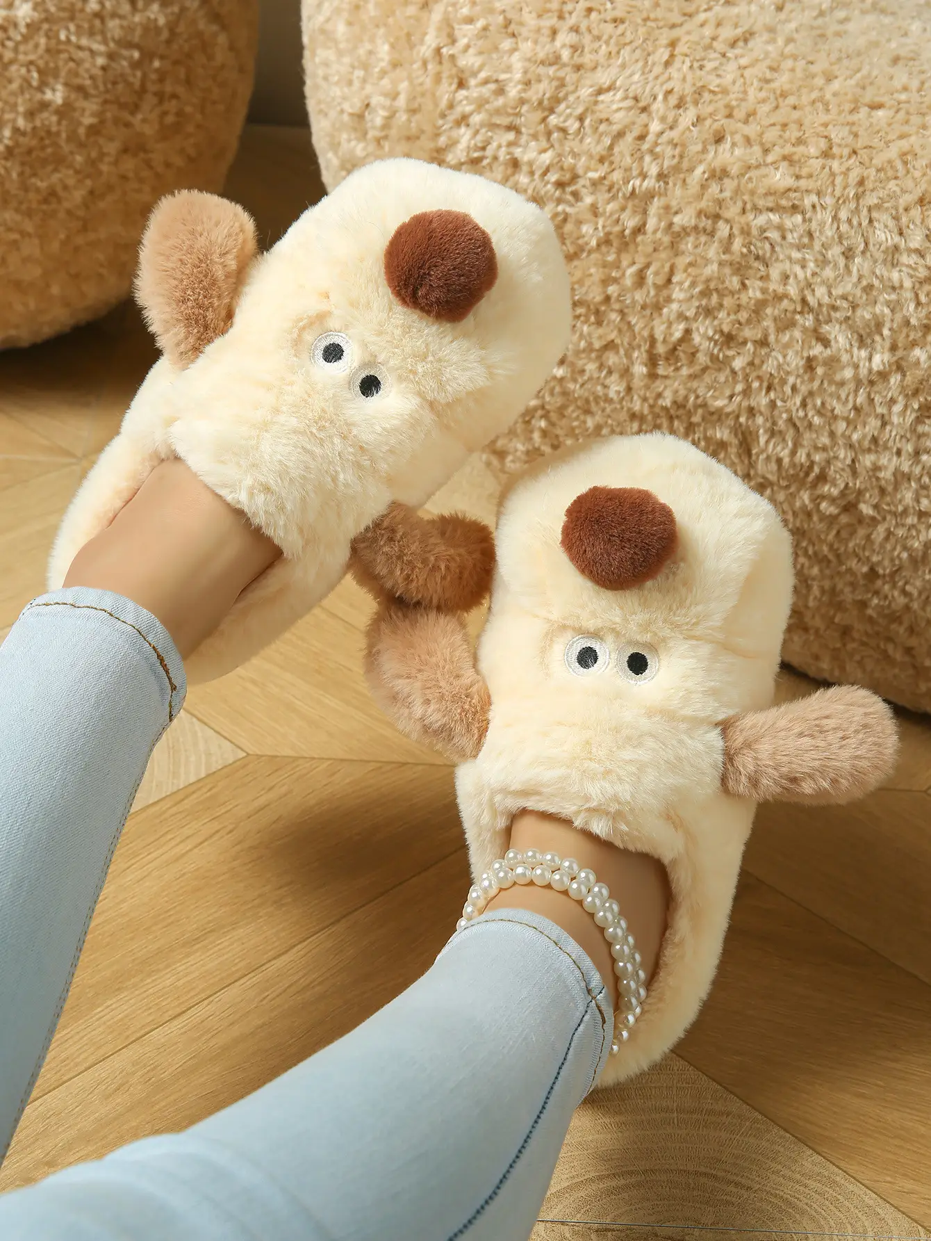 Women Cotton Dog Slippers Warm Winter Indoor Non-Slip — feature 6