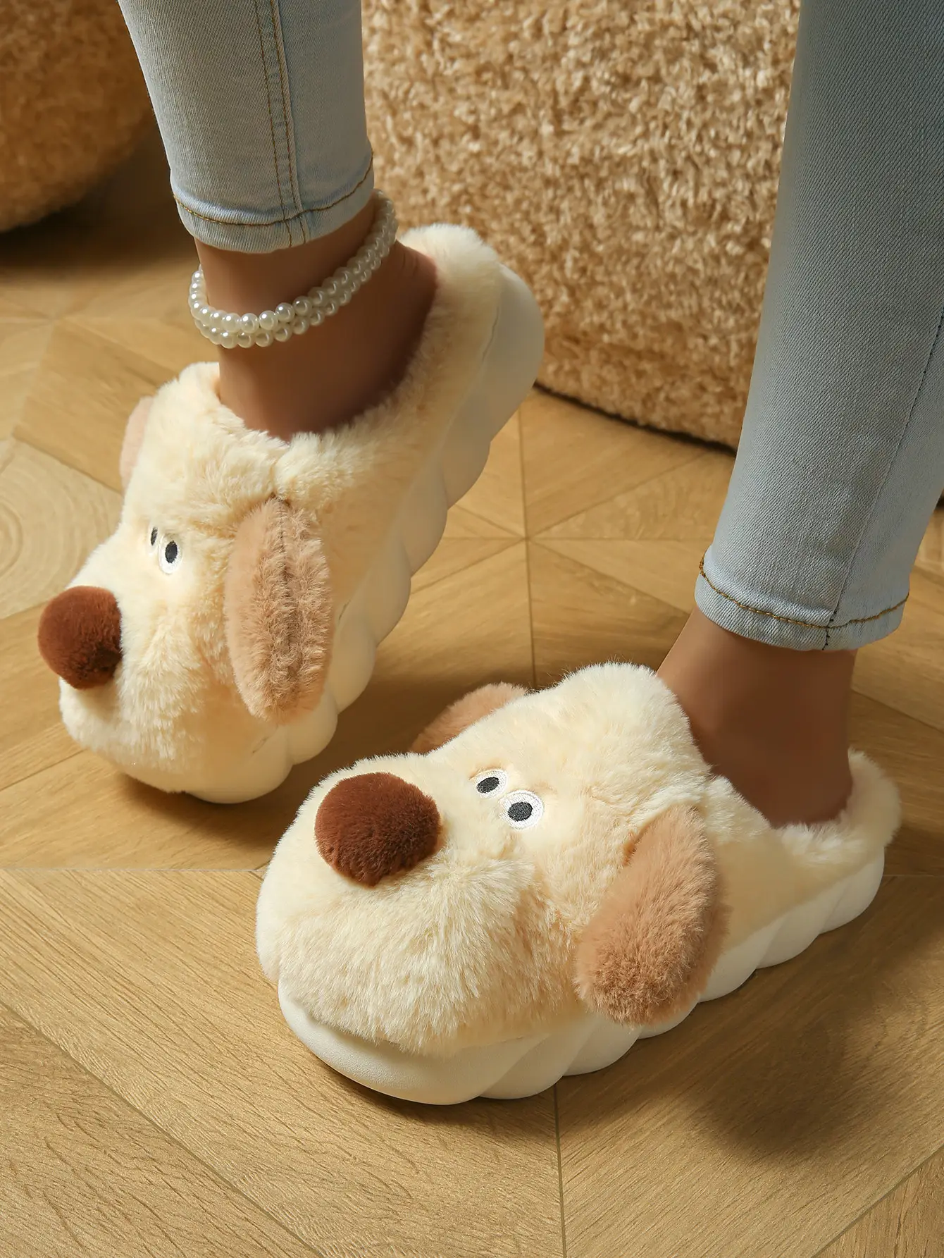Women Cotton Dog Slippers Warm Winter Indoor Non-Slip — feature 7