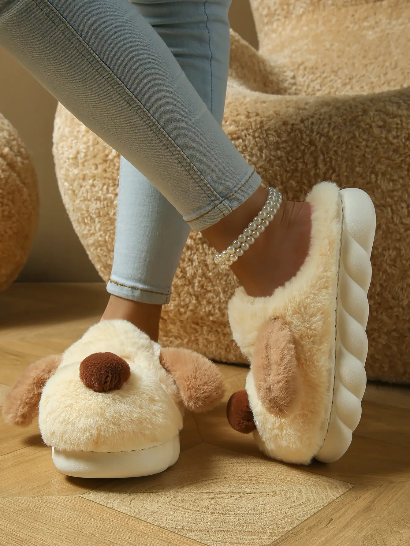 Women Cotton Dog Slippers Warm Winter Indoor Non-Slip — feature 8