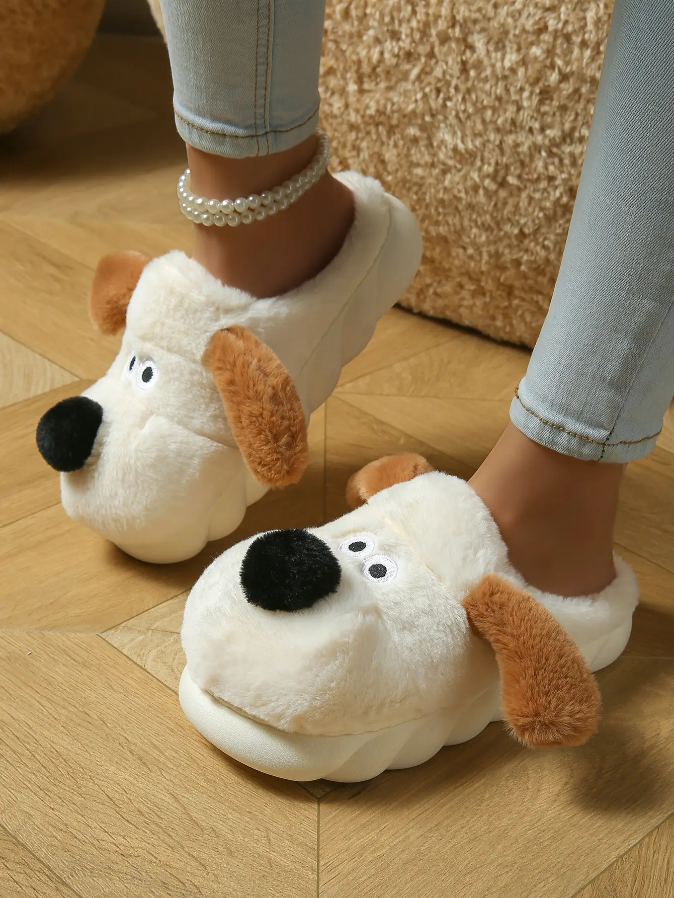 Women Cotton Dog Slippers Warm Winter Indoor Non-Slip - Image 2