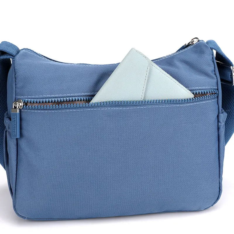 New Women's Blue Nylon Crossbody Bag with Embroidery - Image 12