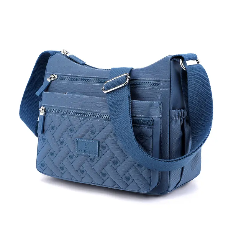 New Women's Blue Nylon Crossbody Bag with Embroidery - Image 13