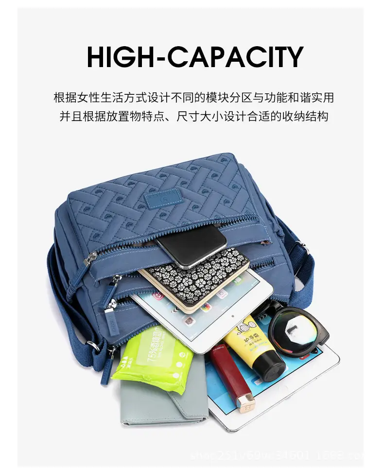 New Women's Blue Nylon Crossbody Bag with Embroidery — feature 10