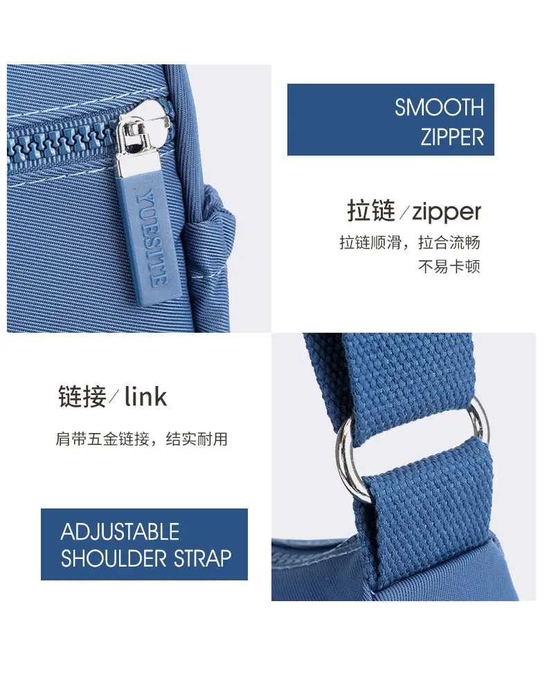 New Women's Blue Nylon Crossbody Bag with Embroidery — feature 15