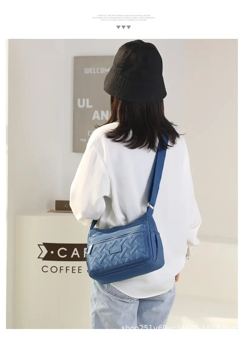 New Women's Blue Nylon Crossbody Bag with Embroidery — feature 20