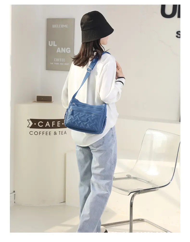 New Women's Blue Nylon Crossbody Bag with Embroidery — feature 21