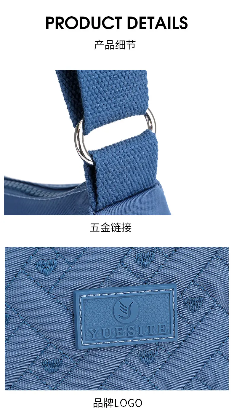 New Women's Blue Nylon Crossbody Bag with Embroidery — feature 26