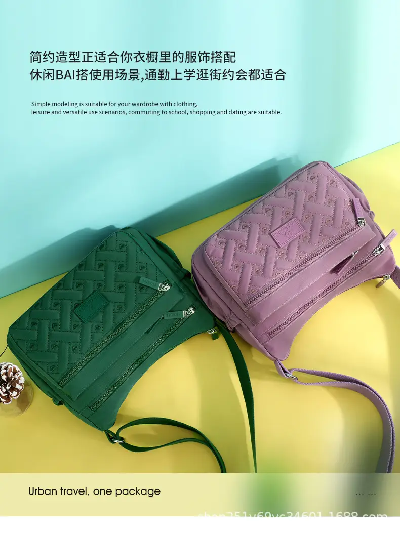 New Women's Blue Nylon Crossbody Bag with Embroidery — feature 4