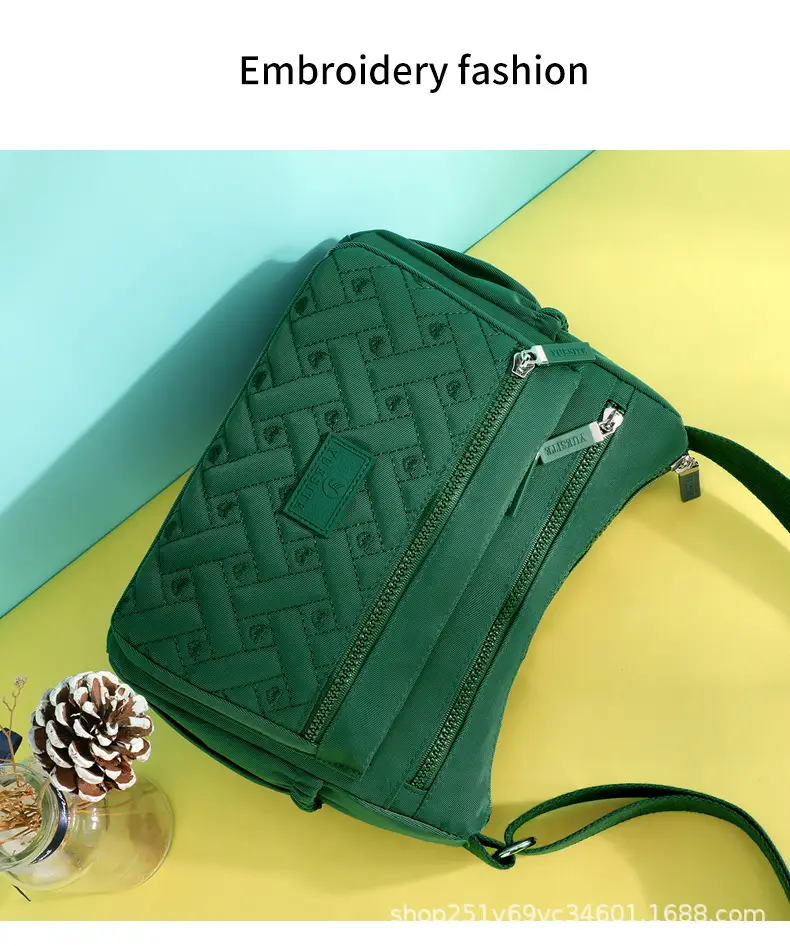 New Women's Blue Nylon Crossbody Bag with Embroidery — feature 7