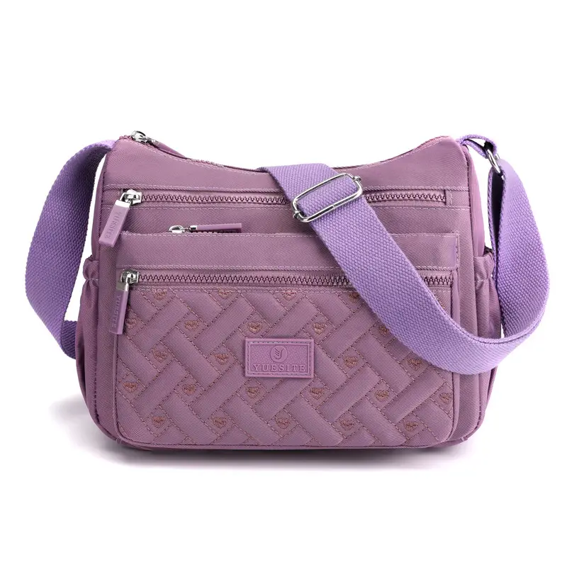 New Women's Blue Nylon Crossbody Bag with Embroidery - Image 3
