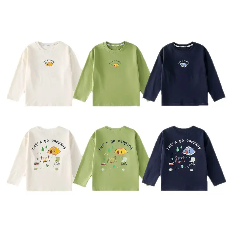 Kids Cotton Long Sleeve T-Shirt White Brown - Image 7