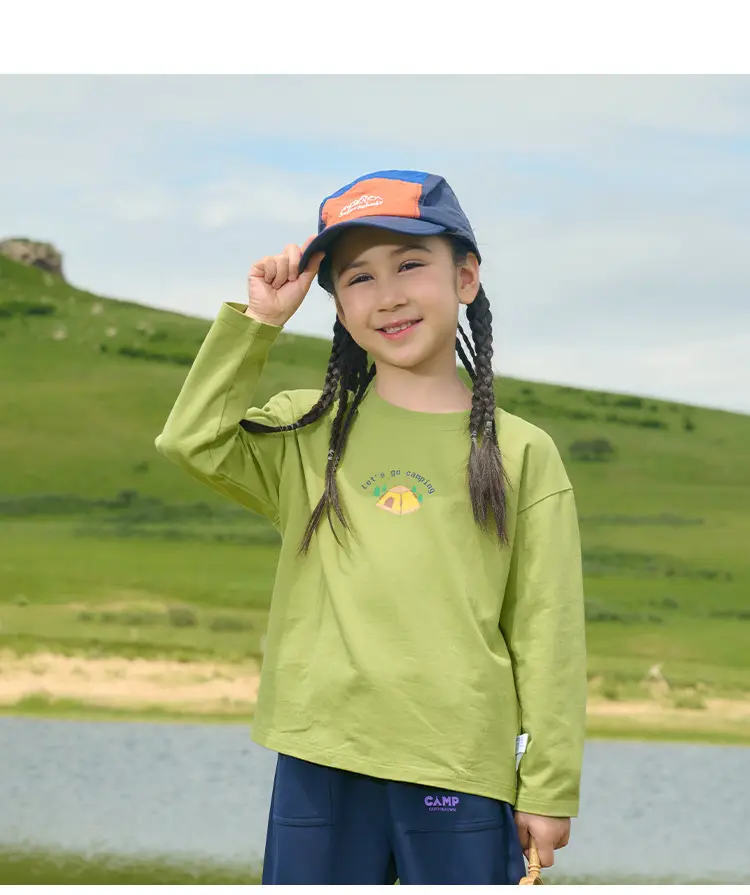 Kids Cotton Long Sleeve T-Shirt White Brown — feature 18