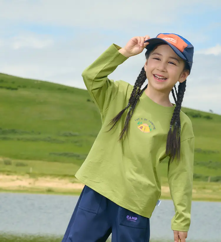 Kids Cotton Long Sleeve T-Shirt White Brown — feature 19