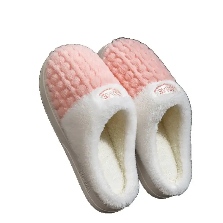 Autumn and Winter New Plush Cotton Slippers for Women, Non-Slip Thick-Soled Couples, Warm Cotton Slippers for Men, Factory Wholesale Winter