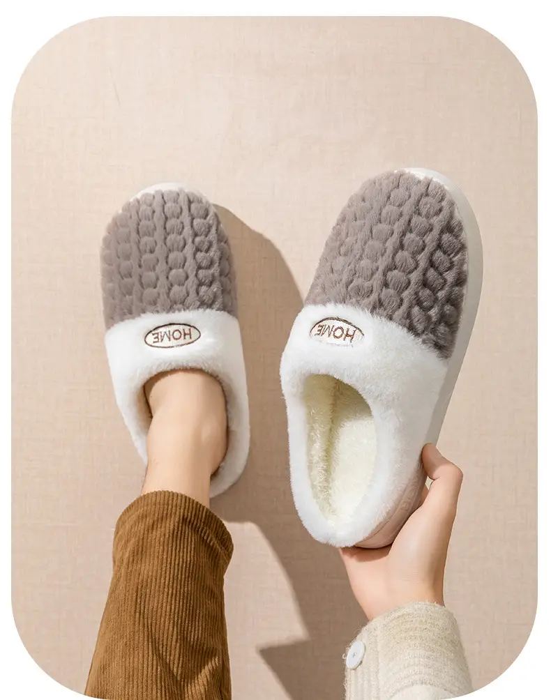 Autumn and Winter New Plush Cotton Slippers for Women, Non-Slip Thick-Soled Couples, Warm Cotton Slippers for Men, Factory Wholesale Winter — feature 20