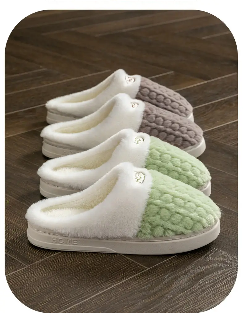 Autumn and Winter New Plush Cotton Slippers for Women, Non-Slip Thick-Soled Couples, Warm Cotton Slippers for Men, Factory Wholesale Winter — feature 22