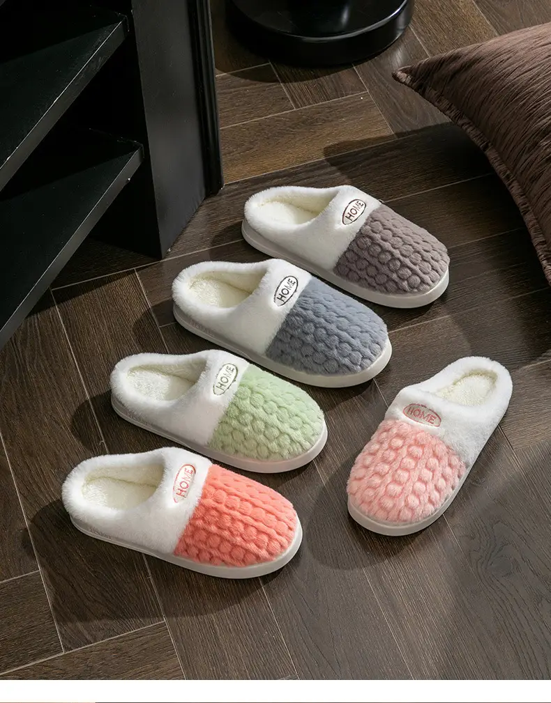 Autumn and Winter New Plush Cotton Slippers for Women, Non-Slip Thick-Soled Couples, Warm Cotton Slippers for Men, Factory Wholesale Winter — feature 25