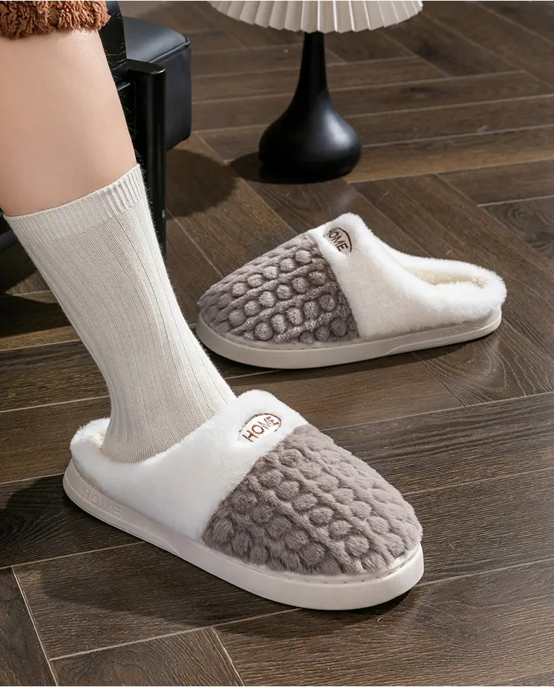 Autumn and Winter New Plush Cotton Slippers for Women, Non-Slip Thick-Soled Couples, Warm Cotton Slippers for Men, Factory Wholesale Winter — feature 27