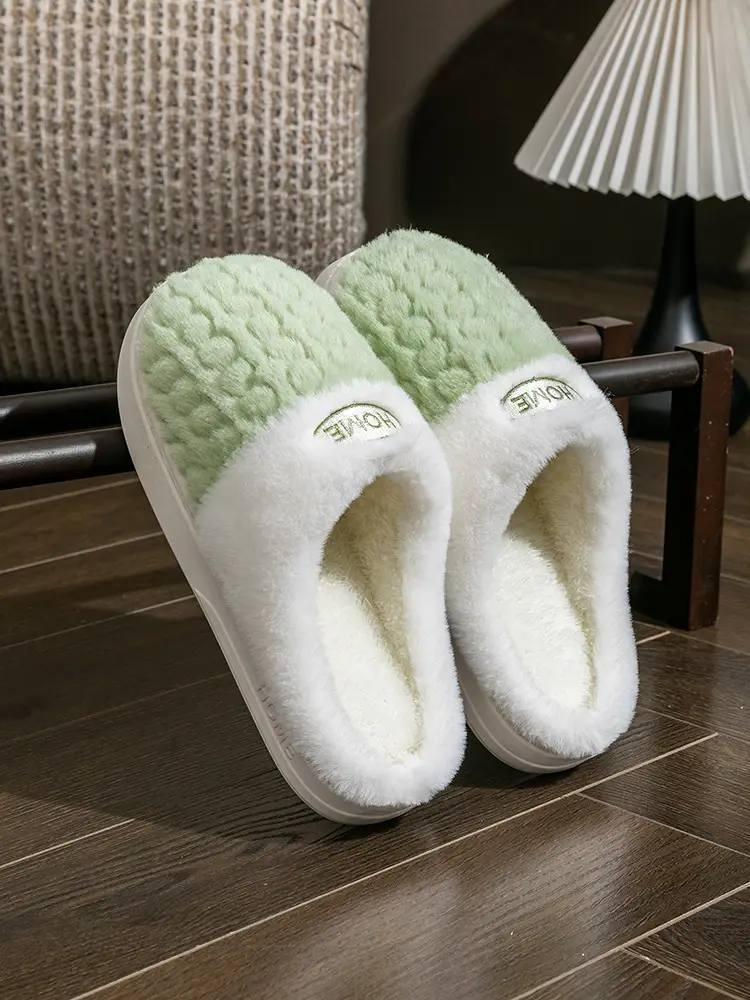 Autumn and Winter New Plush Cotton Slippers for Women, Non-Slip Thick-Soled Couples, Warm Cotton Slippers for Men, Factory Wholesale Winter