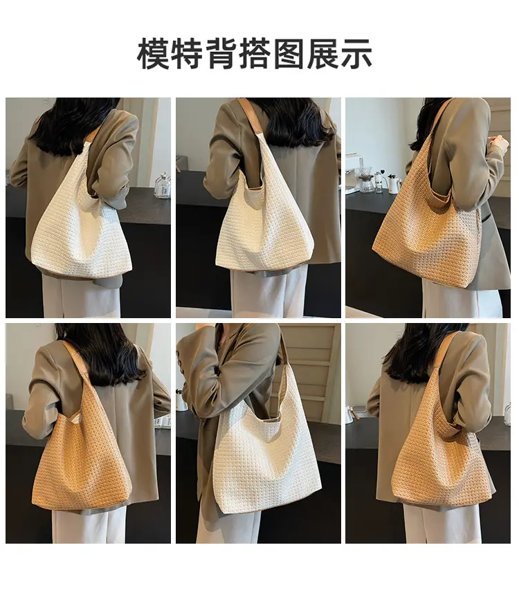 Korean Style Woven Armpit Bag for Women Brown — feature 11