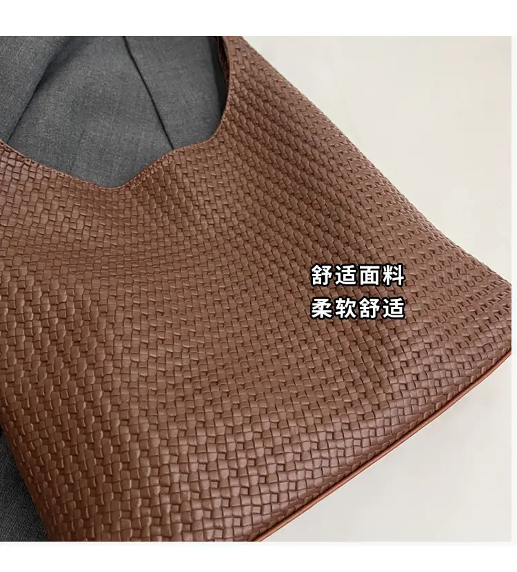 Korean Style Woven Armpit Bag for Women Brown — feature 7