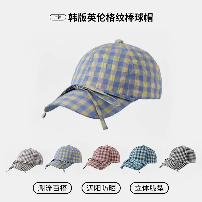 Korean Style British Plaid Baseball Cap Small Bow Peaked Cap - Image 6