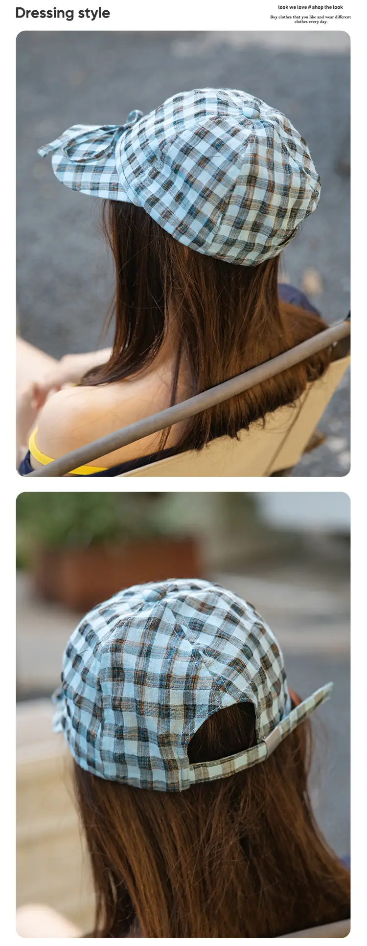Korean Style British Plaid Baseball Cap Small Bow Peaked Cap — feature 11