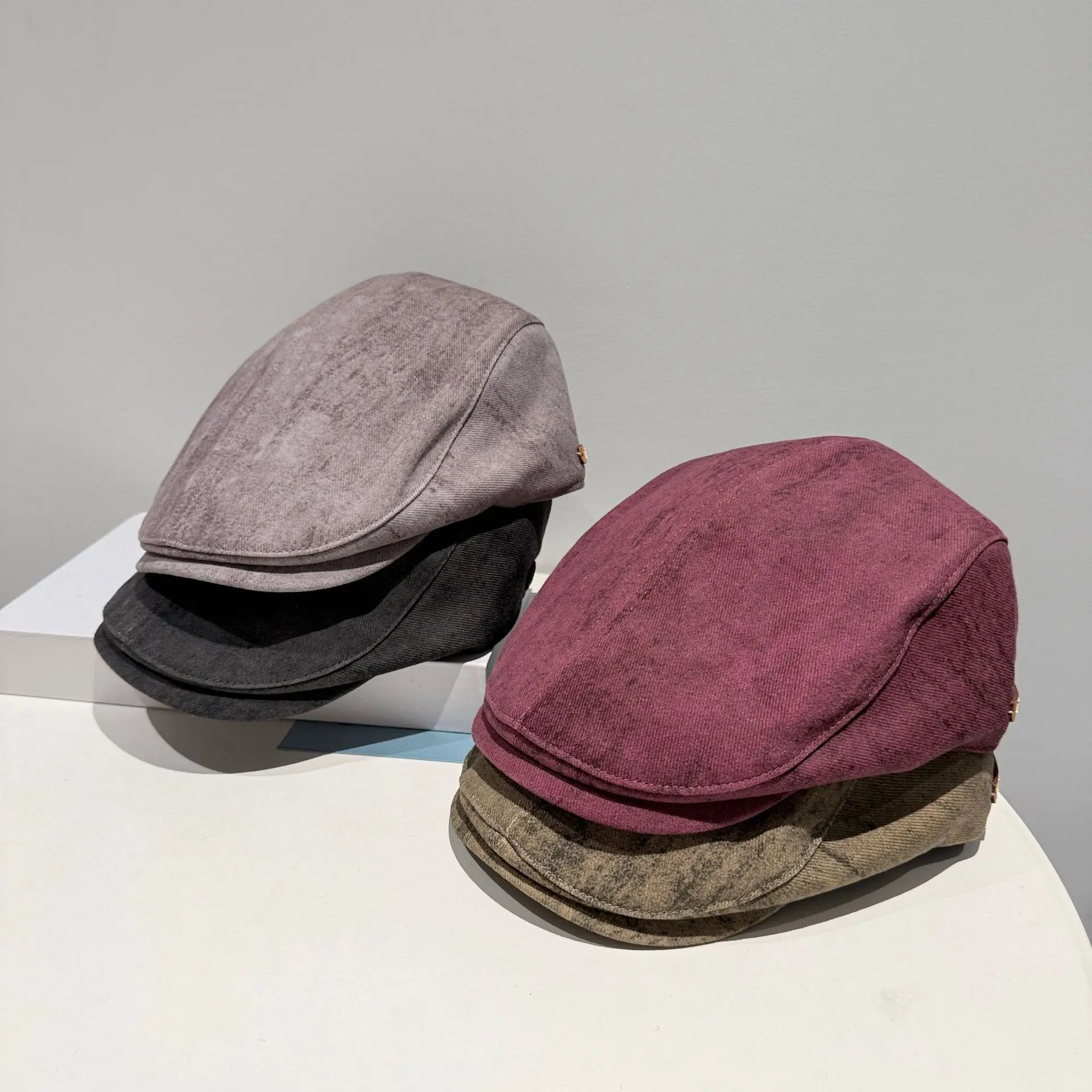 British Style Retro Newsboy Cap for Men Gray - Image 6
