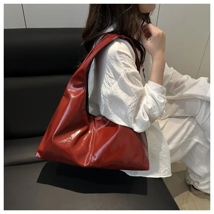 Women's Maroon Leather Underarm Bag 2025 Summer — feature 10