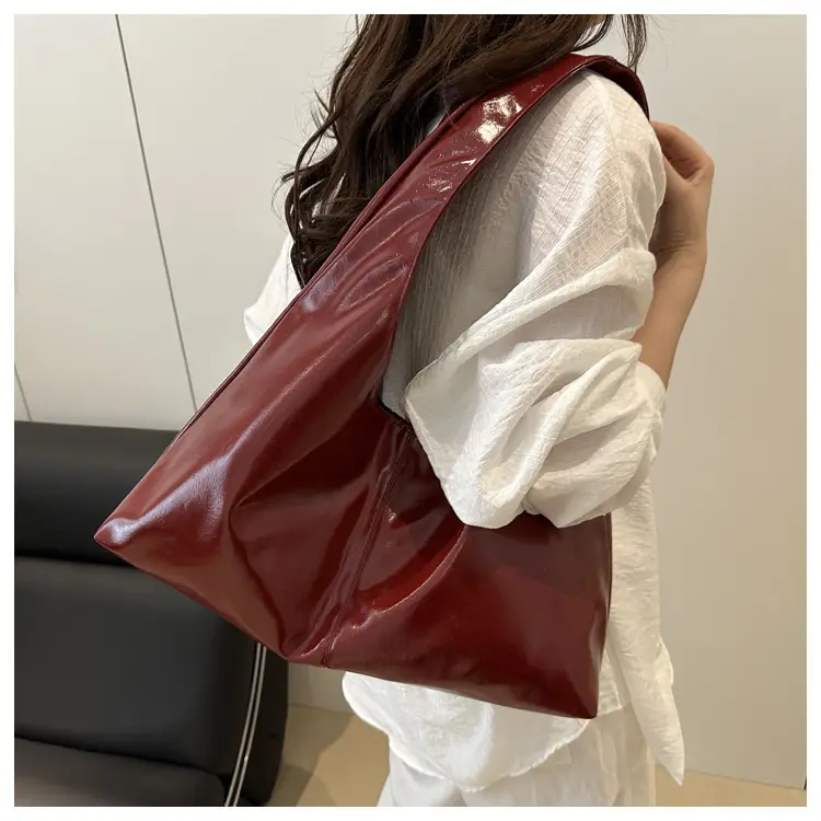 Women's Maroon Leather Underarm Bag 2025 Summer — feature 12