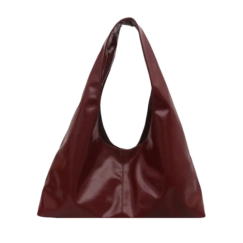 Women's Maroon Leather Underarm Bag 2025 Summer - Image 2